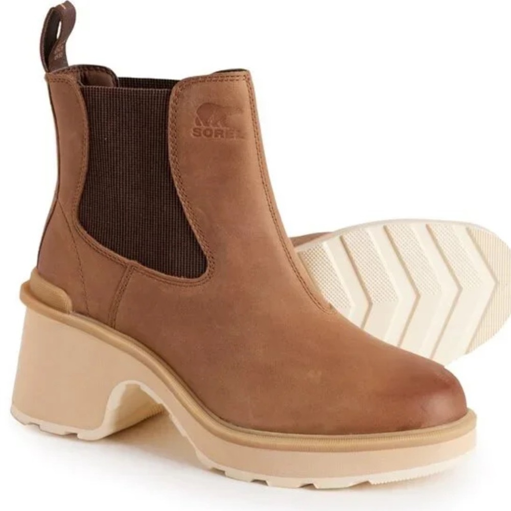 Sorel Tan Hi-Line Heel Chelsea Boots